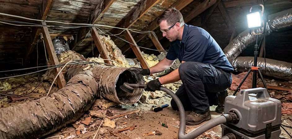 Storm-Damaged Attic Duct Cleaning in Leander